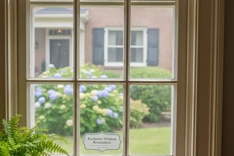 Restored window after professional repair at Rochester NY home by Next Level Exteriors vinyl siding experts