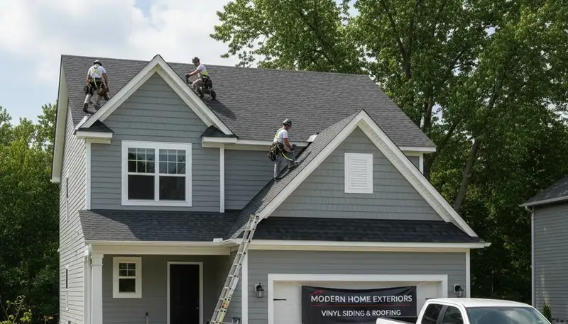 Vinyl siding installation and roof repair experts in Rochester NY replacing storm-damaged exteriors