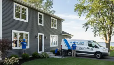 Vinyl siding installation on home exterior by Rochester NY siding contractors