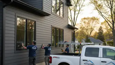 Vinyl siding installation on home exterior in Rochester NY by local siding contractors