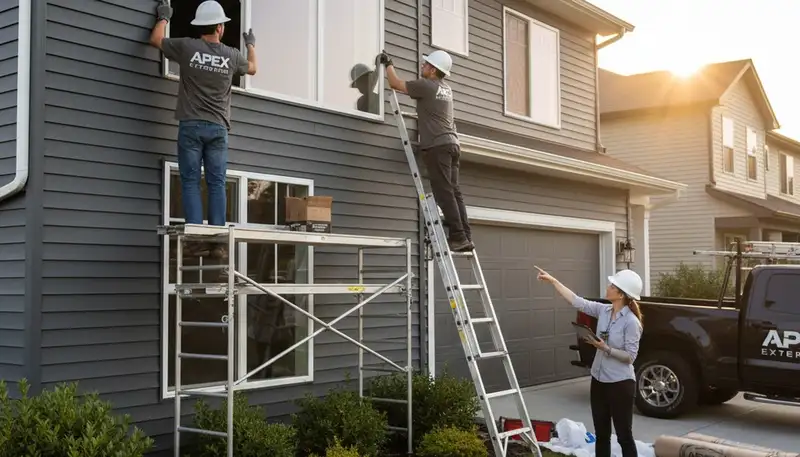 Vinyl siding and window replacement by Next Level Exteriors in Rochester, NY home exterior